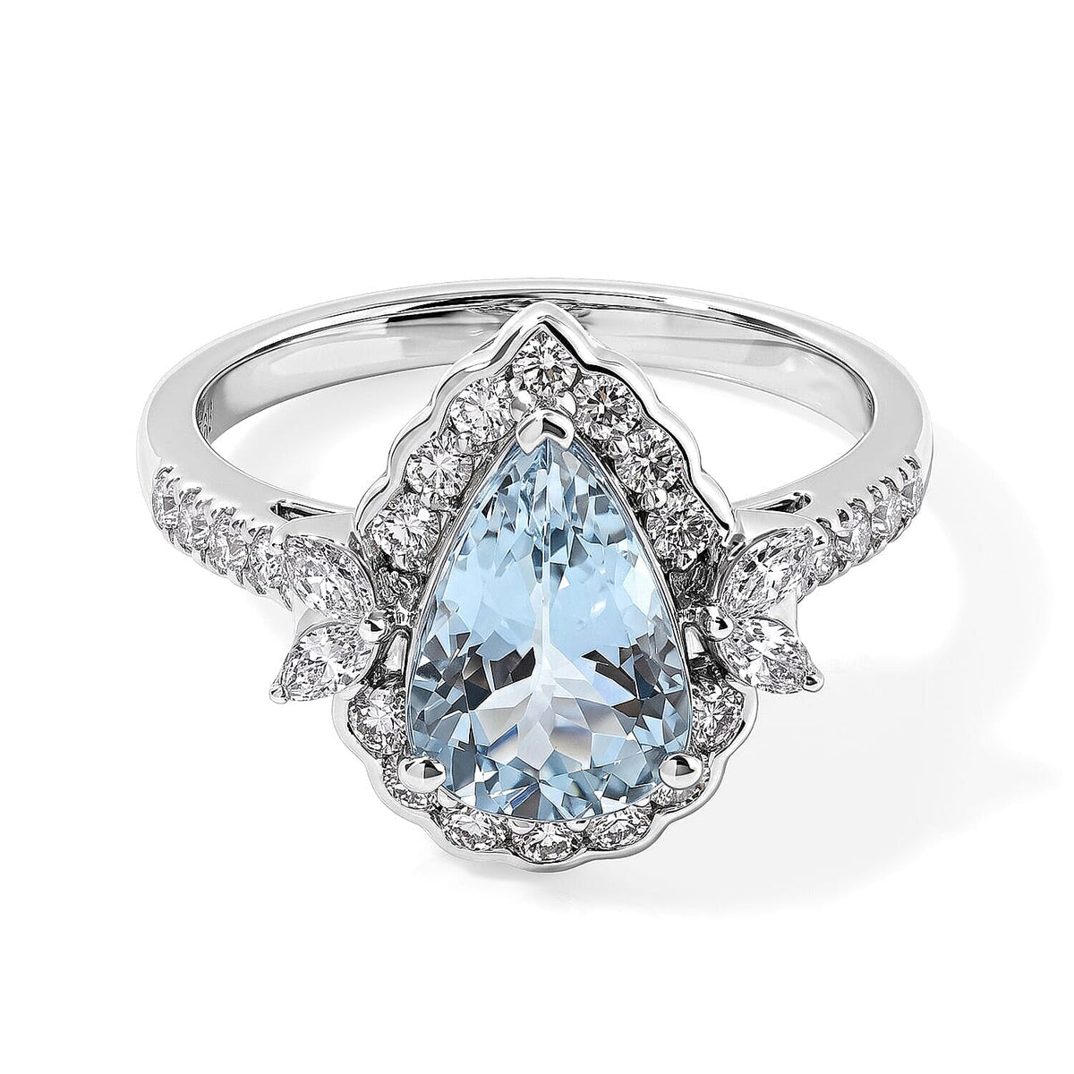 Certified & Appraised Luxoro 10K White Gold AAA Santa Maria Aquamarine, Diamond (I2) (0.65cts) Ring (Size 6.0) 2.35 ctw