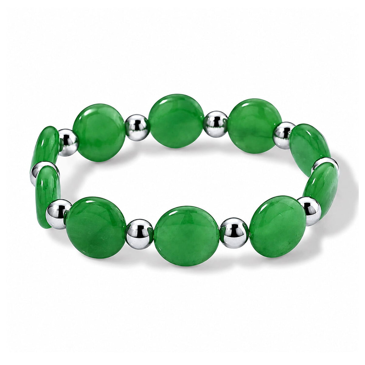 Green Jade, Terahertz Beaded Stretch Bracelet 110.00 ctw