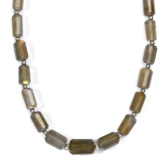 D''Joy Premium Malagasy Labradorite Necklace (18 Inches) in Rhodium Over Sterling Silver 140.00 ctw