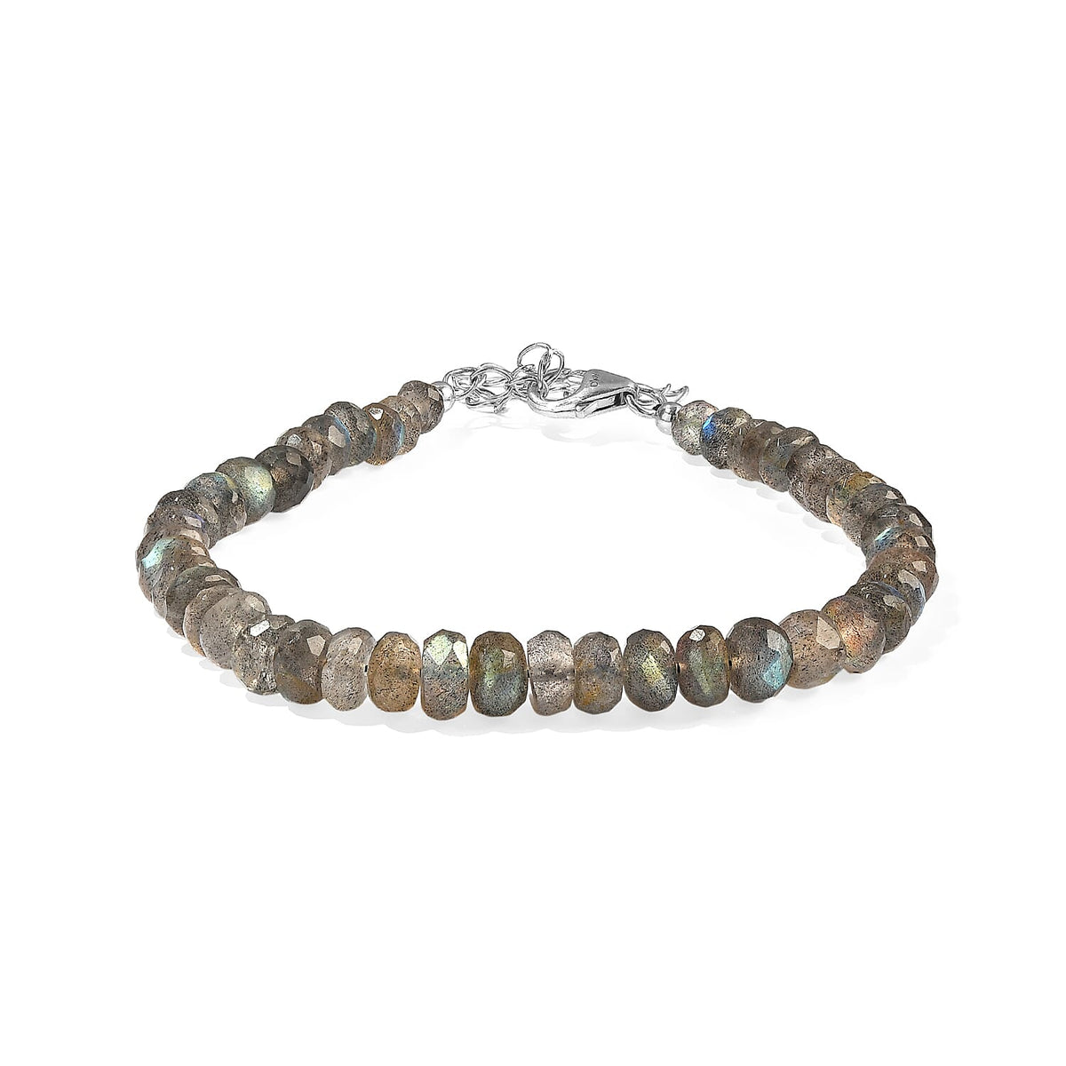 D''Joy AAA Malagasy Labradorite Bracelet in Rhodium Over Sterling Silver (7.25 In) 47.00 ctw