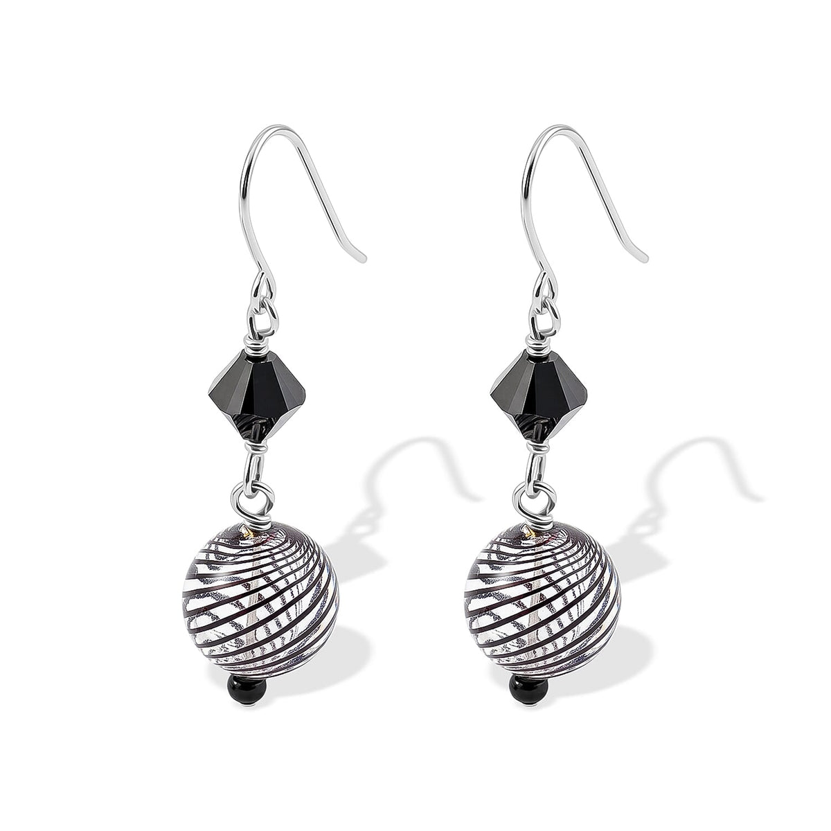 Purple Artisan Glass Earrings in Sterling Silver