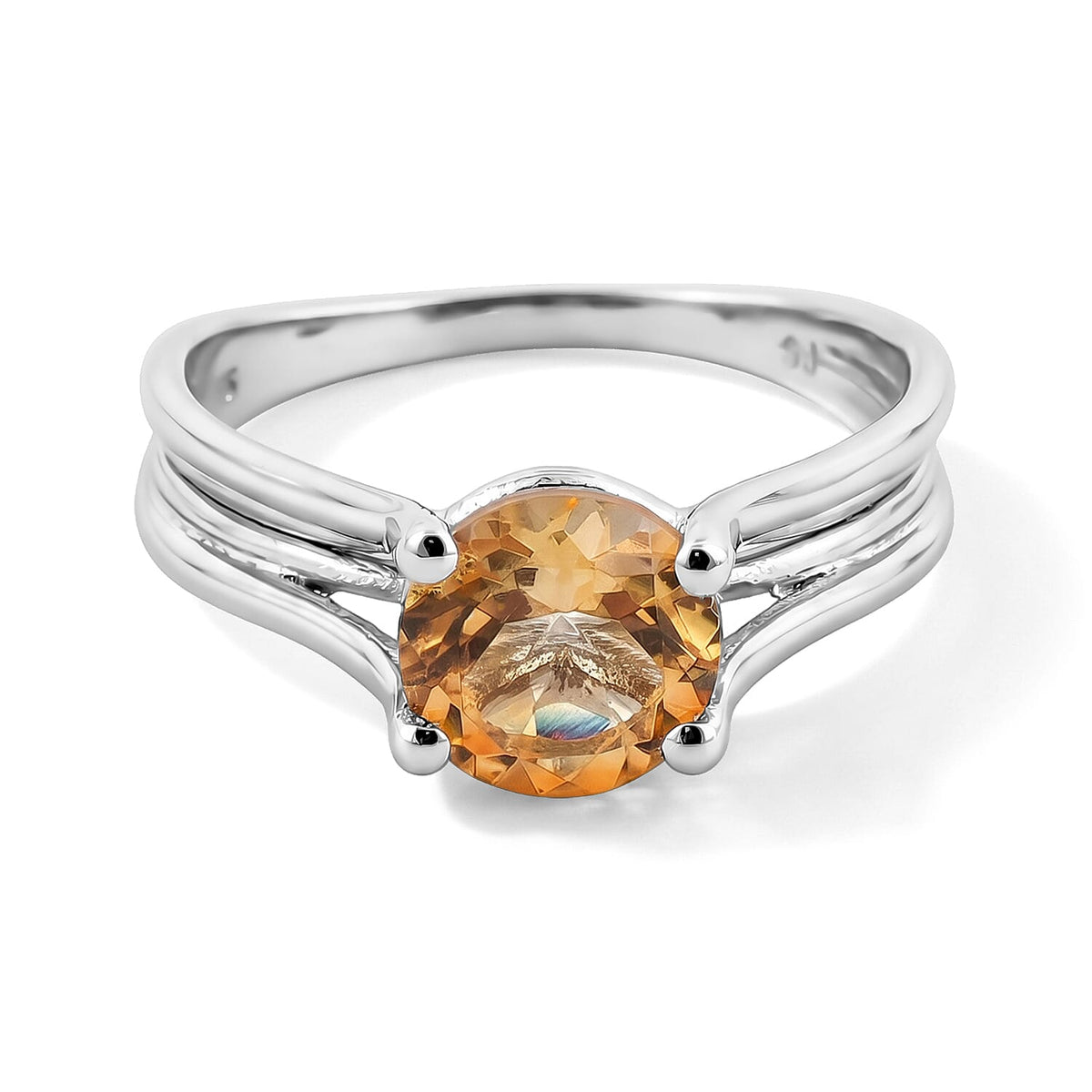 Simulated Yellow Diamond Solitaire Ring in Sterling Silver (Size 8.0) 3.50 ctw