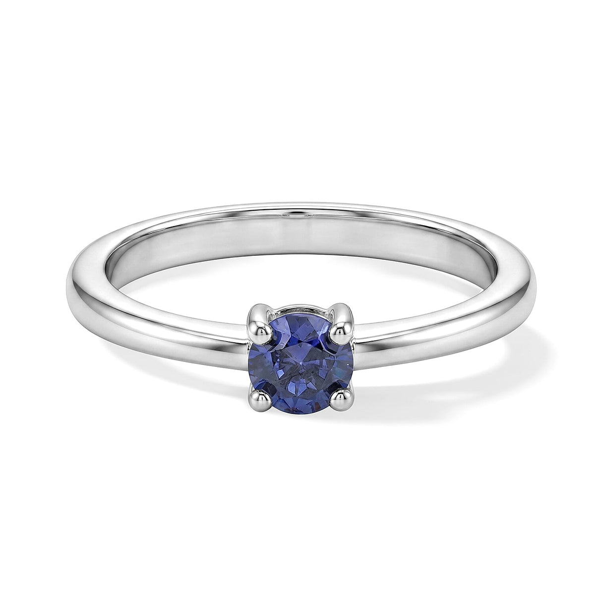 Simulated Blue Diamond Solitaire Ring in Sterling Silver (Size 6.5) 0.40 ctw