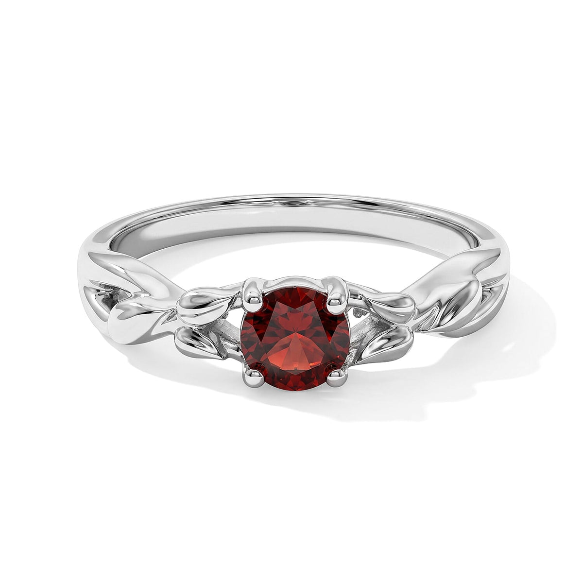Simulated Red Diamond Solitaire Ring in Sterling Silver (Size 8.0) 0.80 ctw