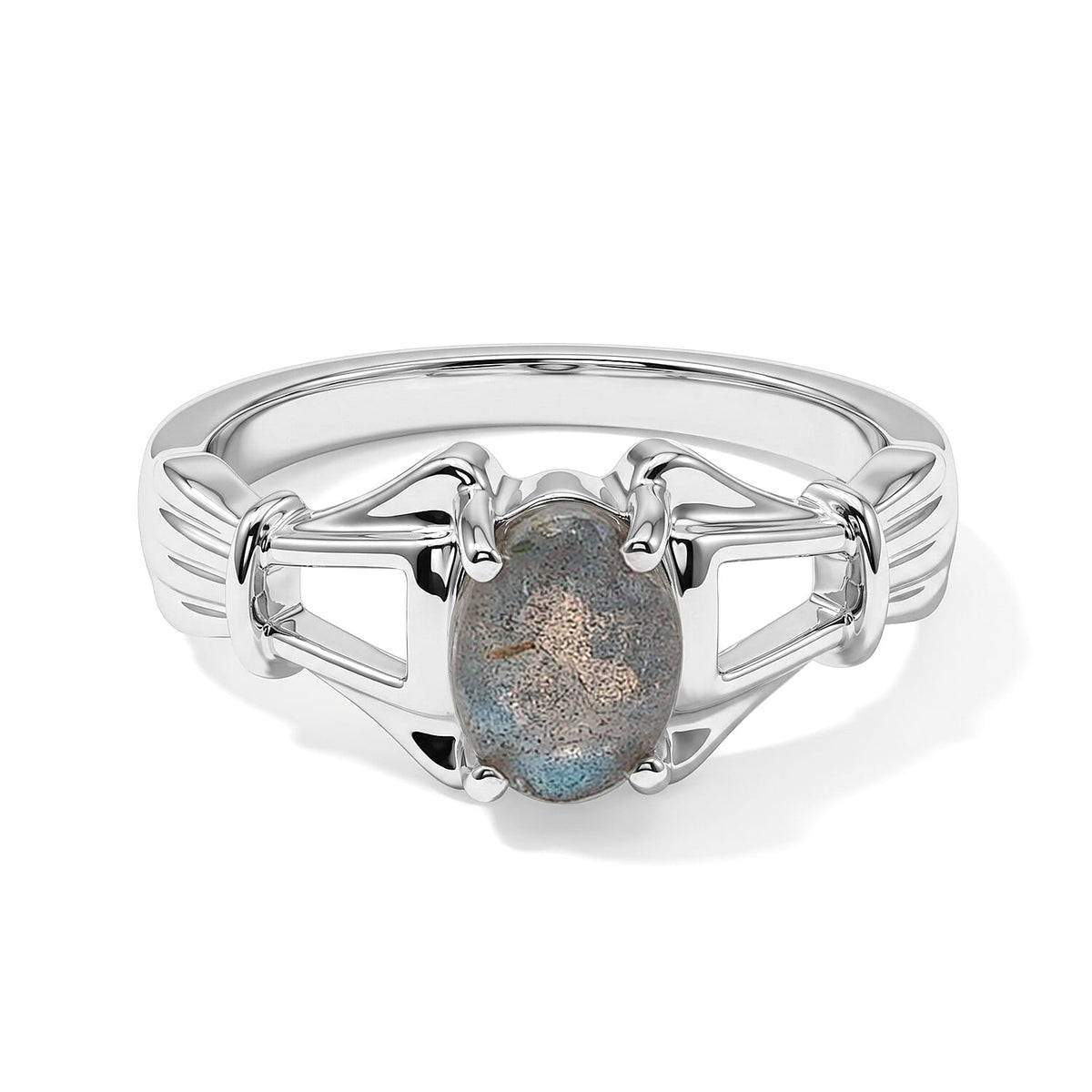 Labradorite Solitaire Ring in Sterling Silver (Size 5.0) 0.80 ctw