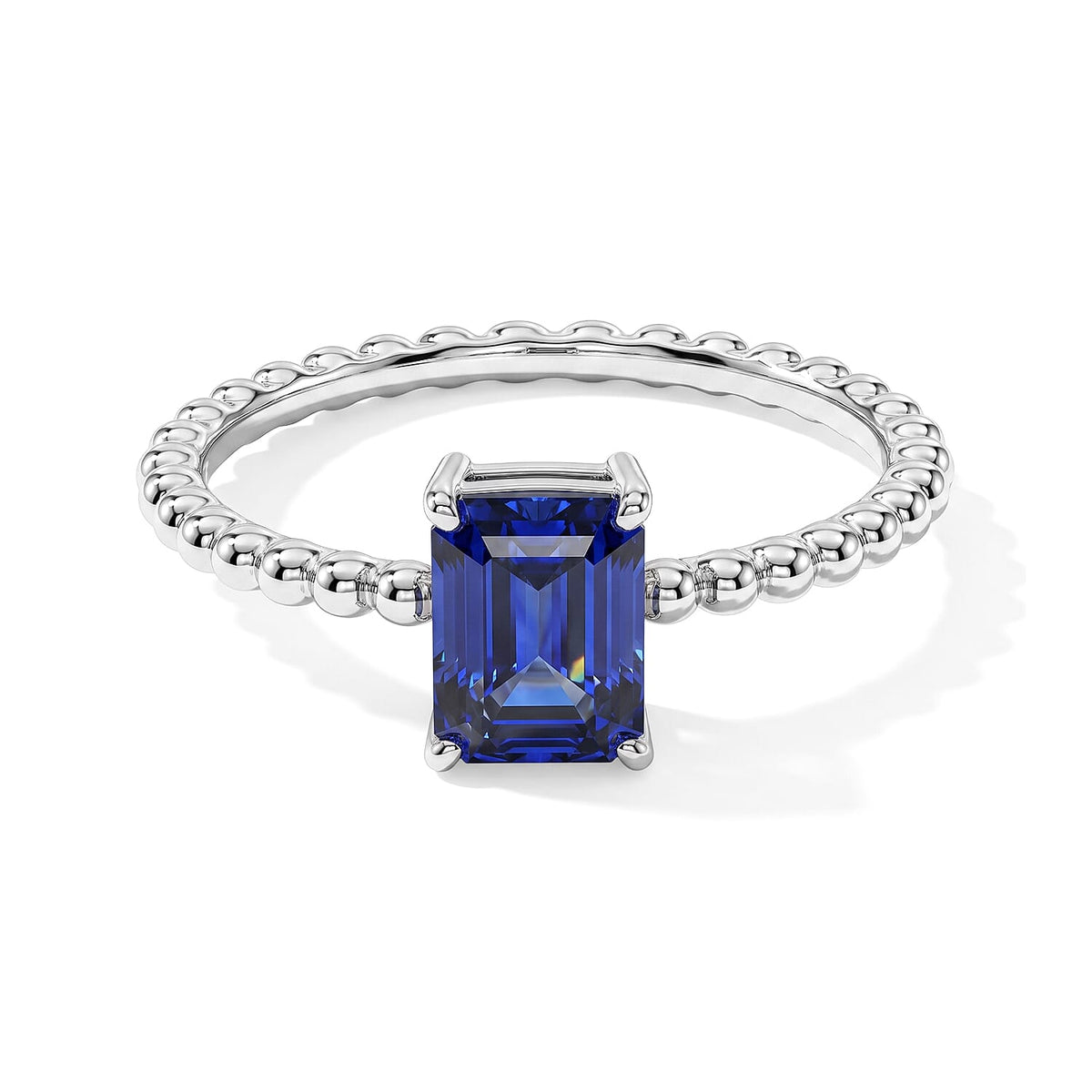 Simulated Blue Diamond Solitaire Ring in Sterling Silver (Size 6.5) 1.80 ctw