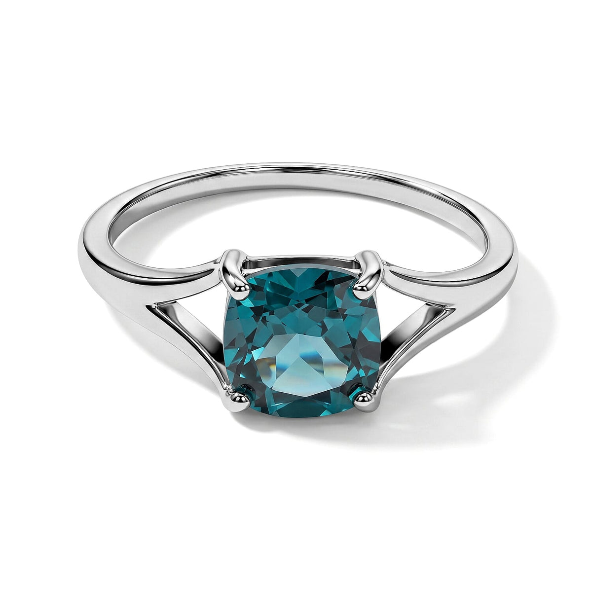 Simulated Blue Diamond Solitaire Ring in Sterling Silver (Size 9.0) 1.48 ctw
