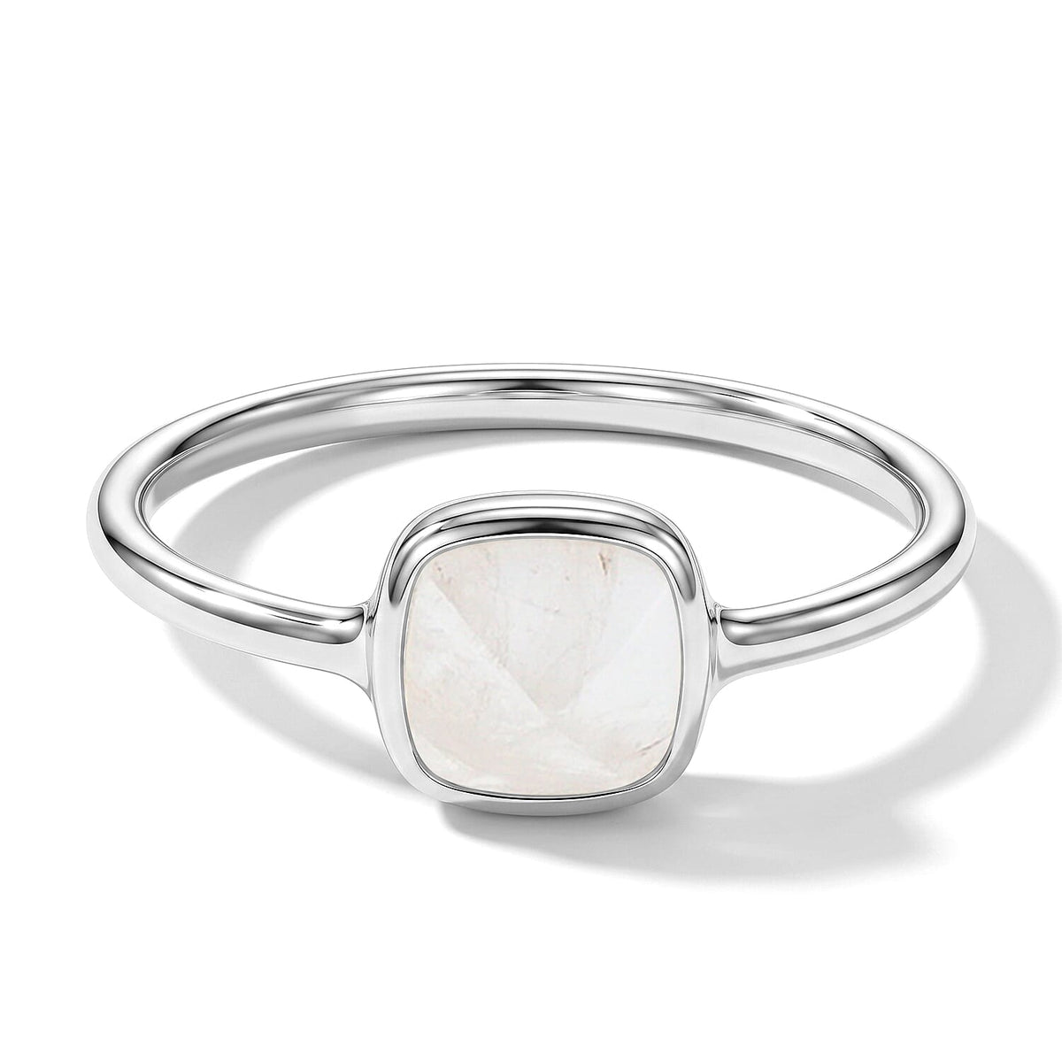 White Moonstone Solitaire Ring in Sterling Silver (Size 6.5) 0.80 ctw