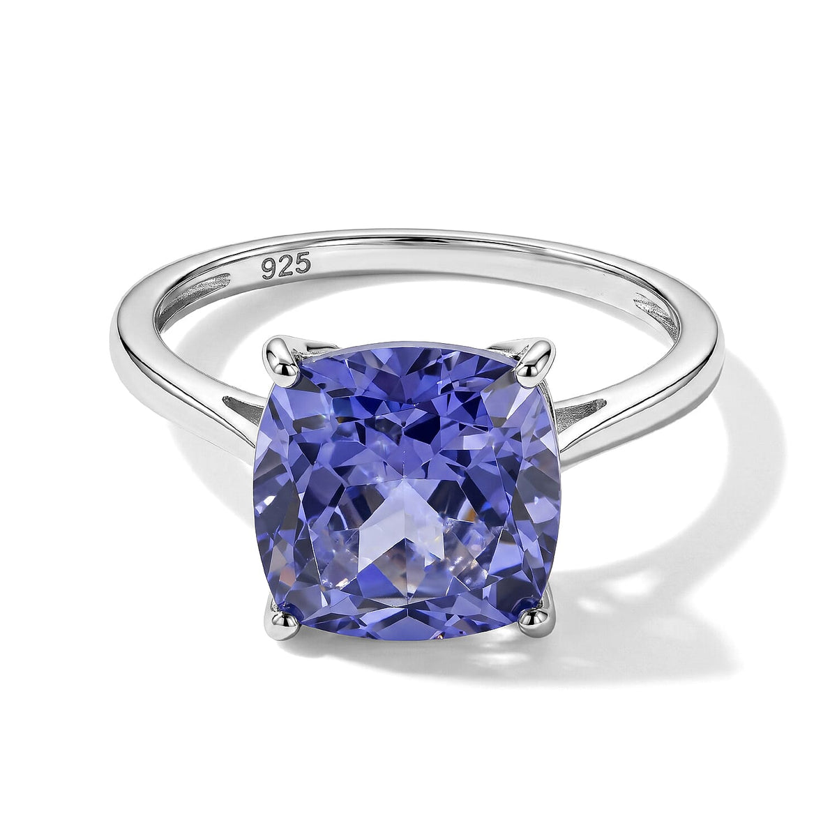 Simulated Blue Diamond Solitaire Ring in Sterling Silver (Size 6.5) 2.75 ctw