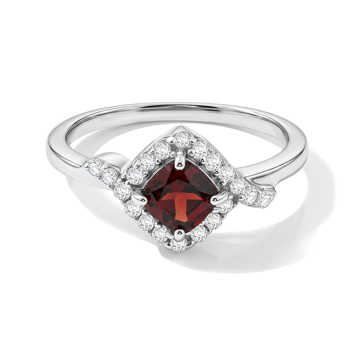 Simulated Red and White Diamond Ring in Sterling Silver (Size 8.0) 0.92 ctw