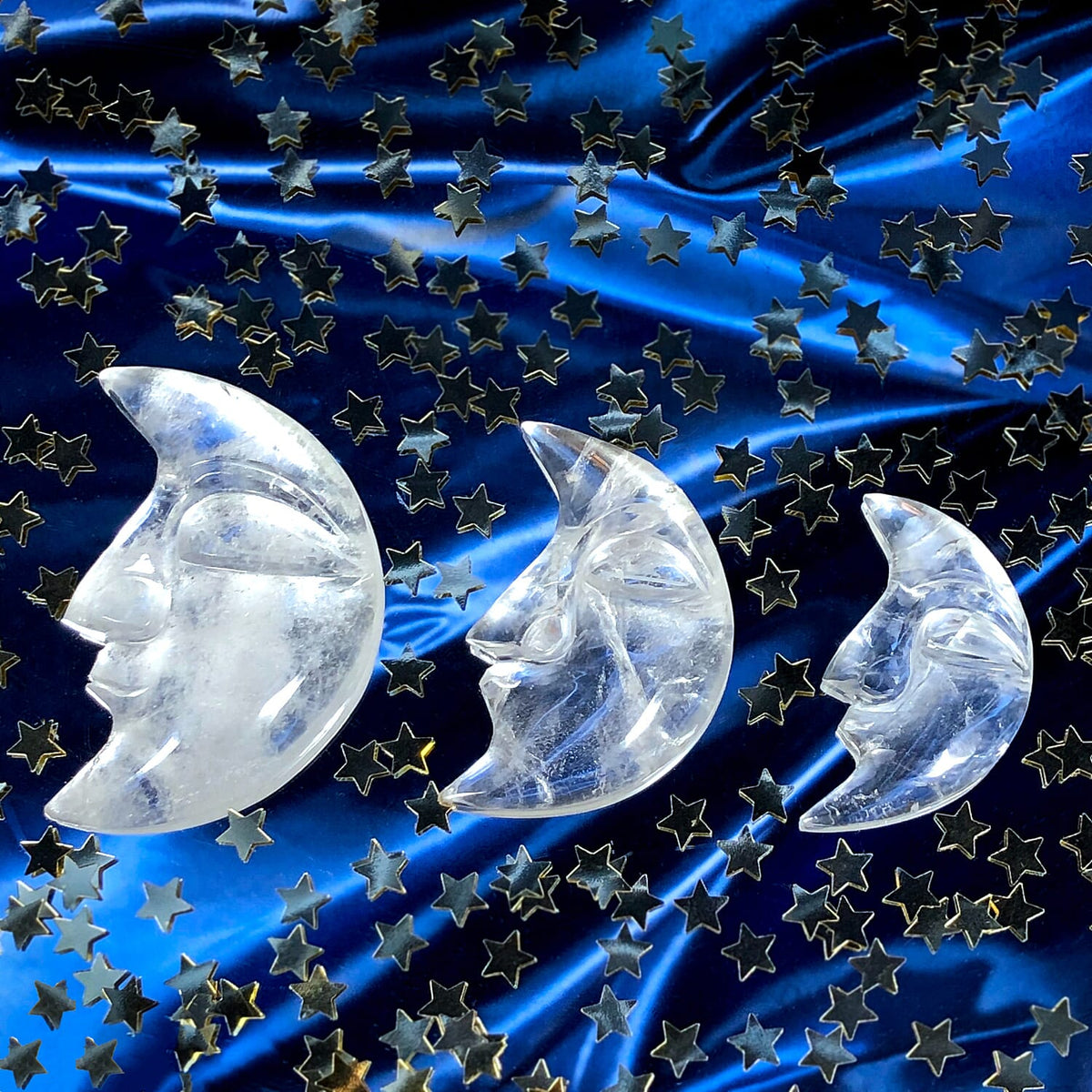 Clear Quartz moon with face 200ctw (Ships in 8-10 Business Days)