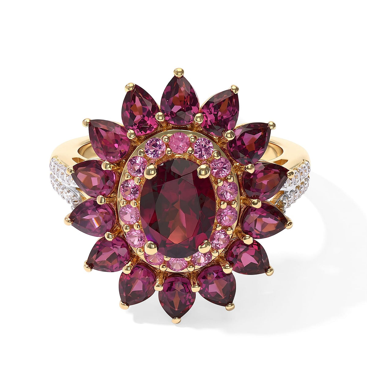 D''Joy Tanzanite and Multi Gemstone 3.70 ctw Ring in Rhodium Over Sterling Silver (Size 7.0)