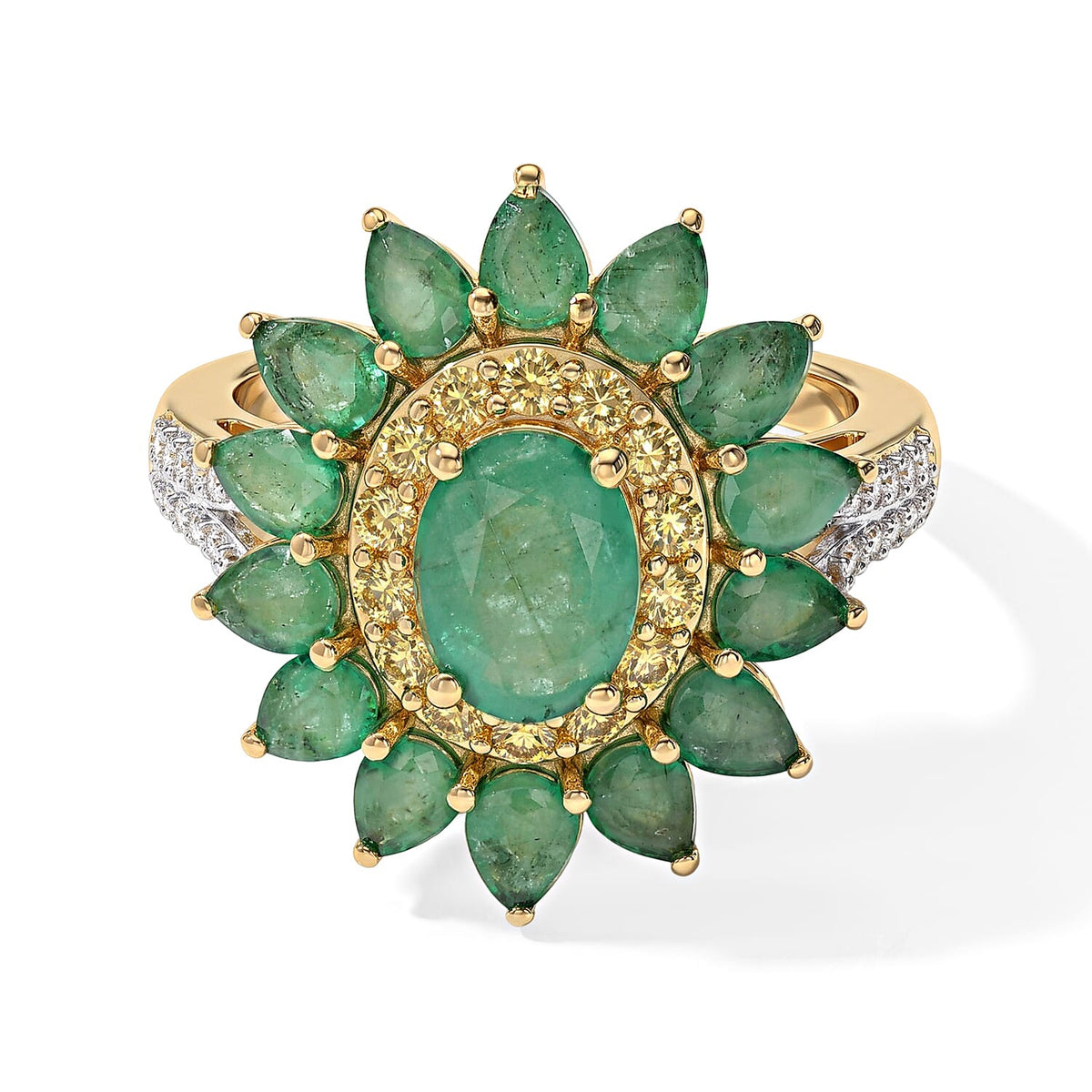D''Joy Kagem Zambian Emerald and Multi Gemstone 3.75 ctw Ring in 18K Vermeil Yellow Gold Over Sterling Silver (Size 10.0)