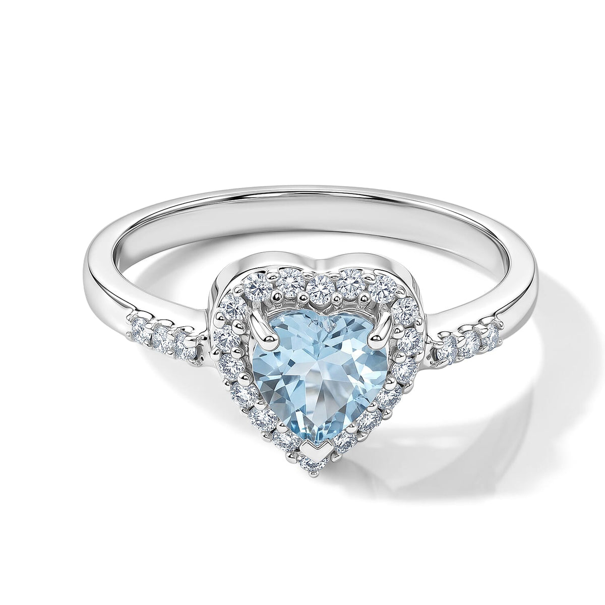 Simulated Blue and White Diamond Heart Ring in Sterling Silver (Size 8.0) 1.85 ctw