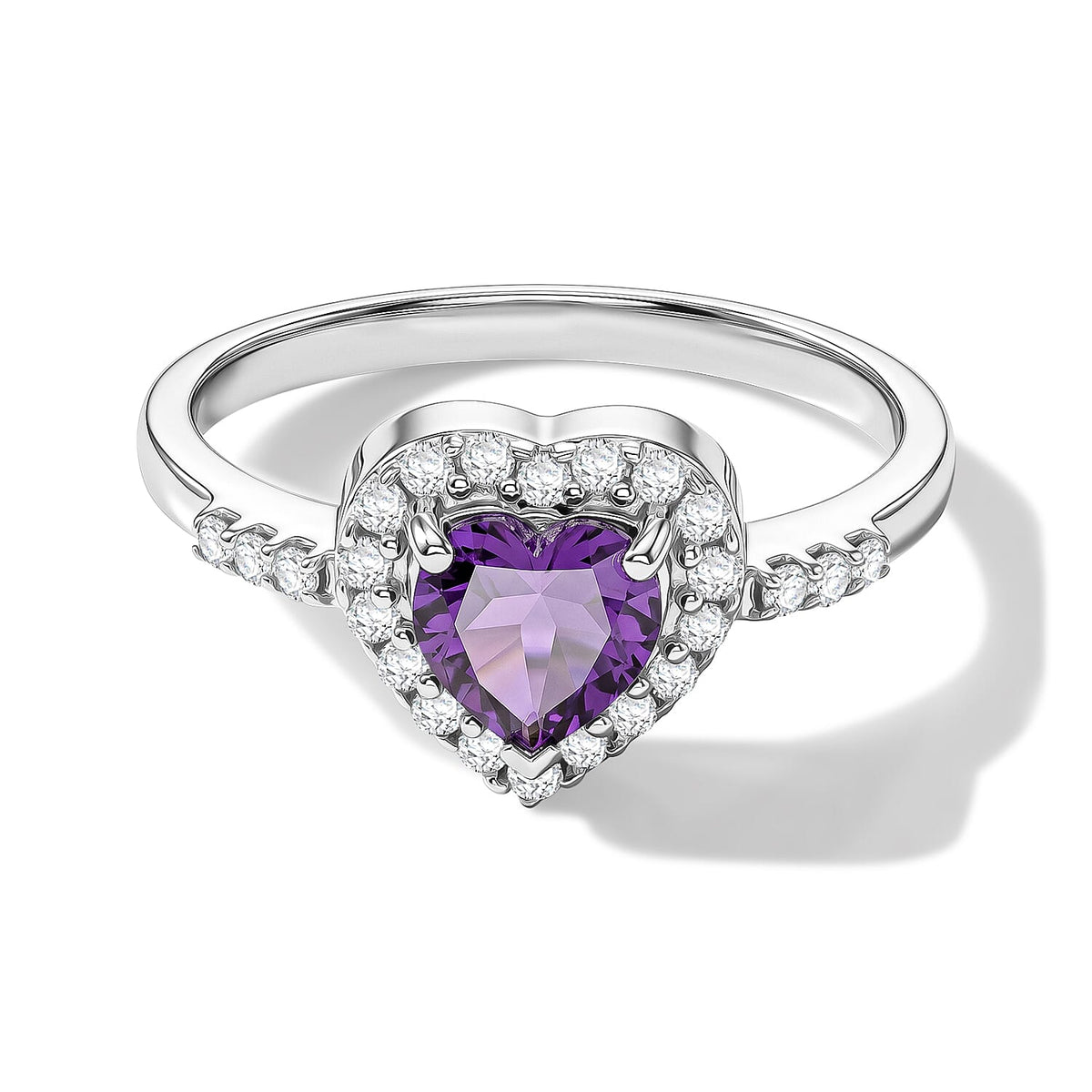 Simulated Blue and White Diamond Heart Ring in Sterling Silver (Size 8.0) 1.85 ctw
