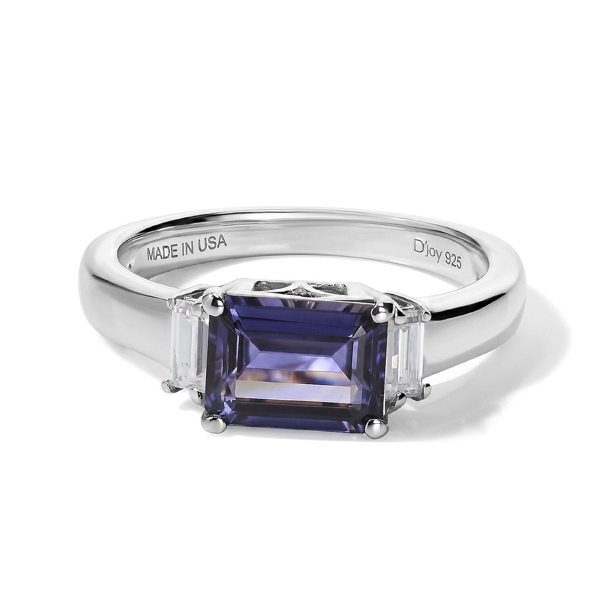 D''Joy Premium Catalina Iolite and Moissanite 1.60 ctw Ring in Rhodium Over Sterling Silver (Size 10.0)