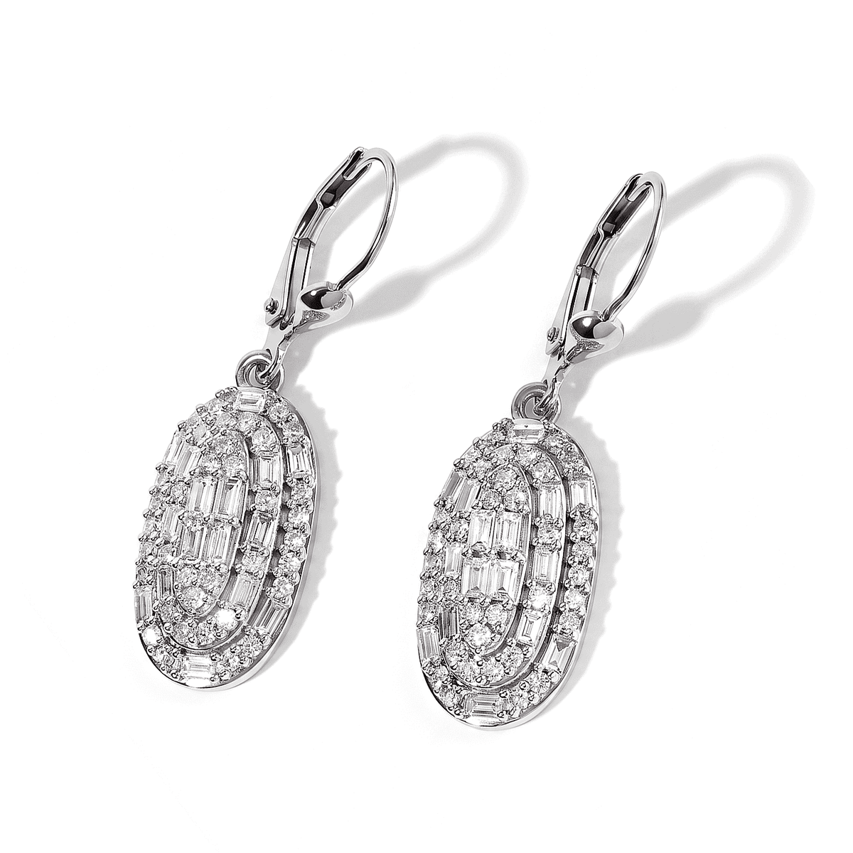 Luxuriant Lab Grown Diamond (G-H, SI) Cluster Earrings in Rhodium Over Sterling Silver 1.60 ctw