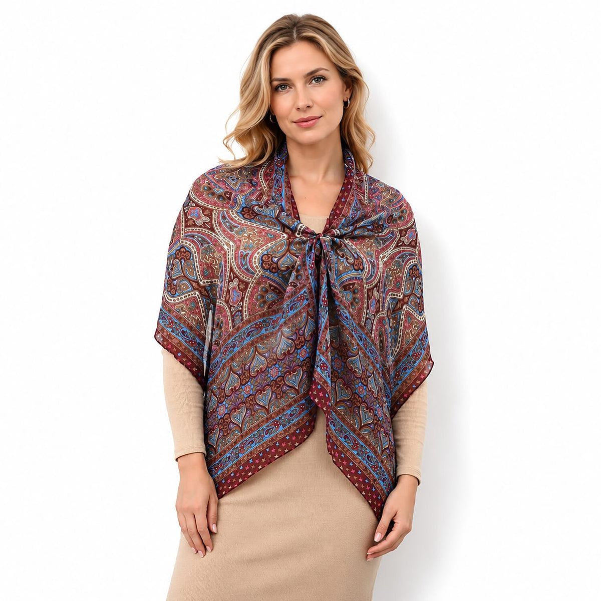 La Marey Golden 100% Mulberry Silk Scarf (65"x19.7")