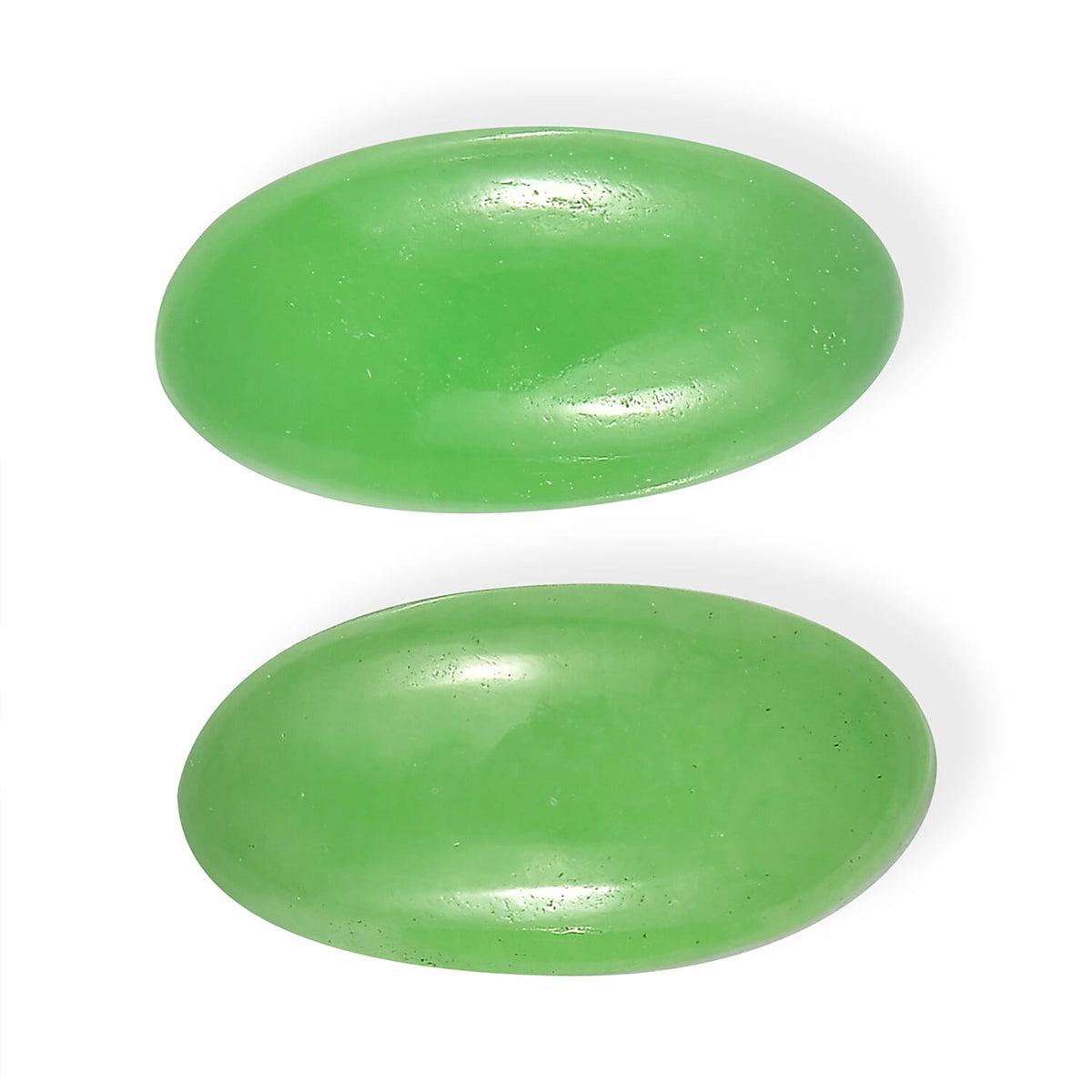 Green Jade Set of 2 (Ovl 10x5 mm) 3.15 ctw