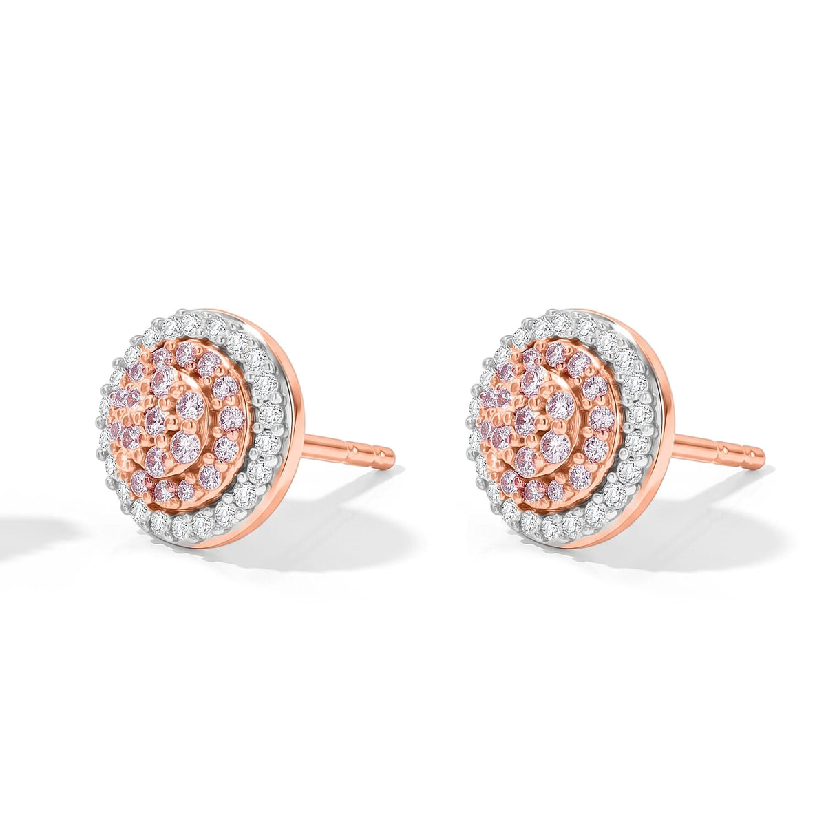 D''Joy Natural Pink and White Diamond 0.50 ctw Earrings in 18K Vermeil Rose Gold Over Sterling Silver