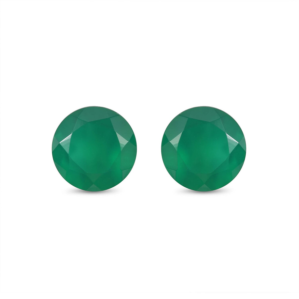 Green Onyx Set of 2 (Rnd 8 mm) 3.04 ctw
