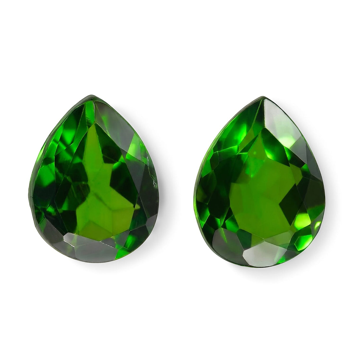 AA Natural Chrome Diopside Set of 2 (Pear 5x4 mm) 0.71 ctw