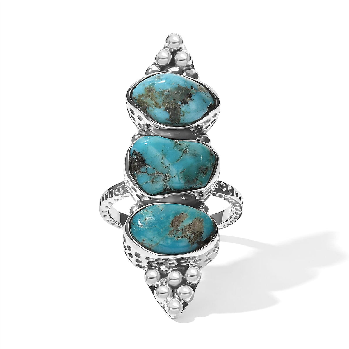 D''Joy Artisan Crafted Royal Hubei Blue Turquoise 7.85 ctw Ring in Sterling Silver (Size 10.0)