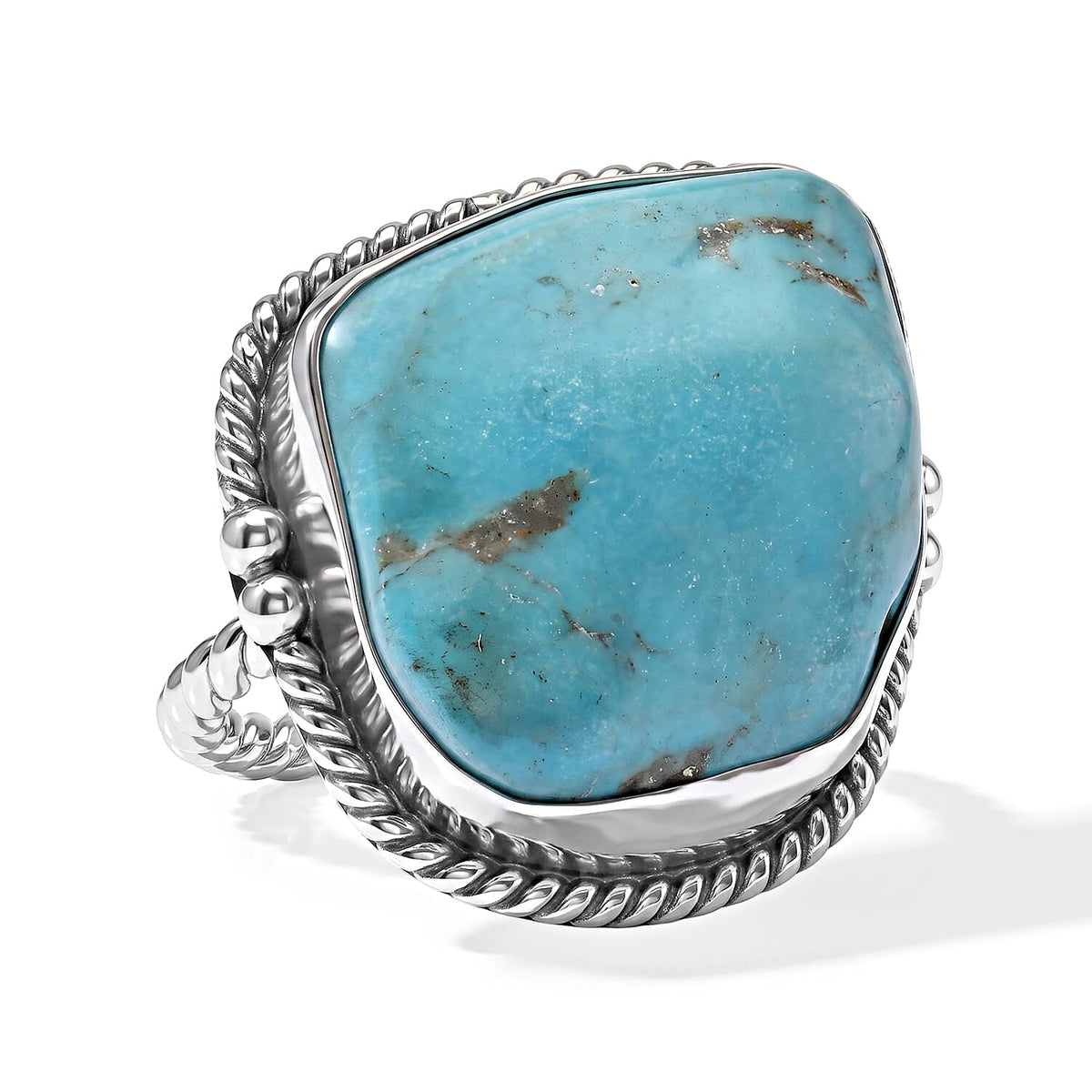 D''Joy Blue Turquoise 21.30 ctw Ring in Sterling Silver (Size 10.0)