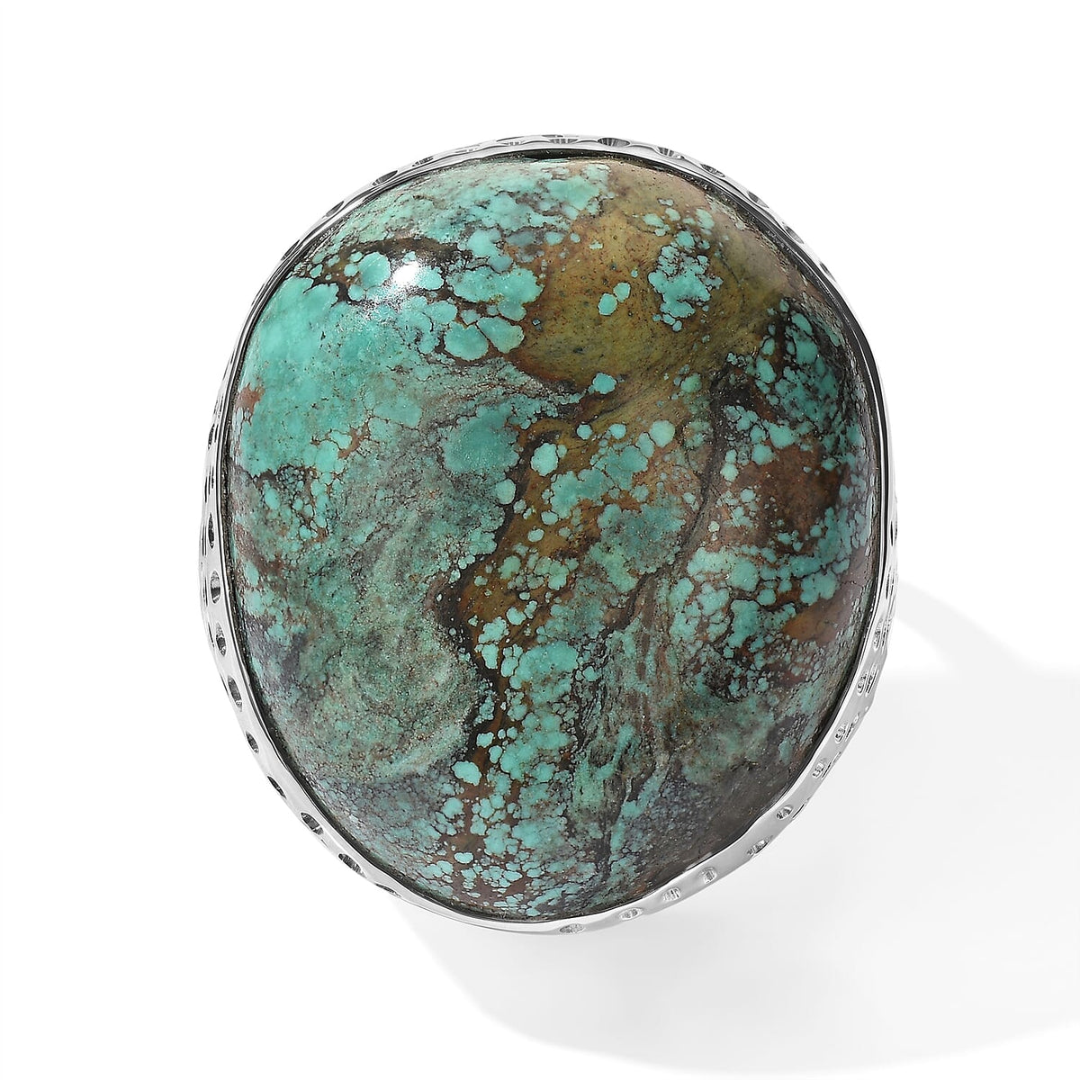 D''Joy Artisan Crafted Royal Hubei Blue Turquoise 49.80 ctw Ring in Sterling Silver (Size 10.0)