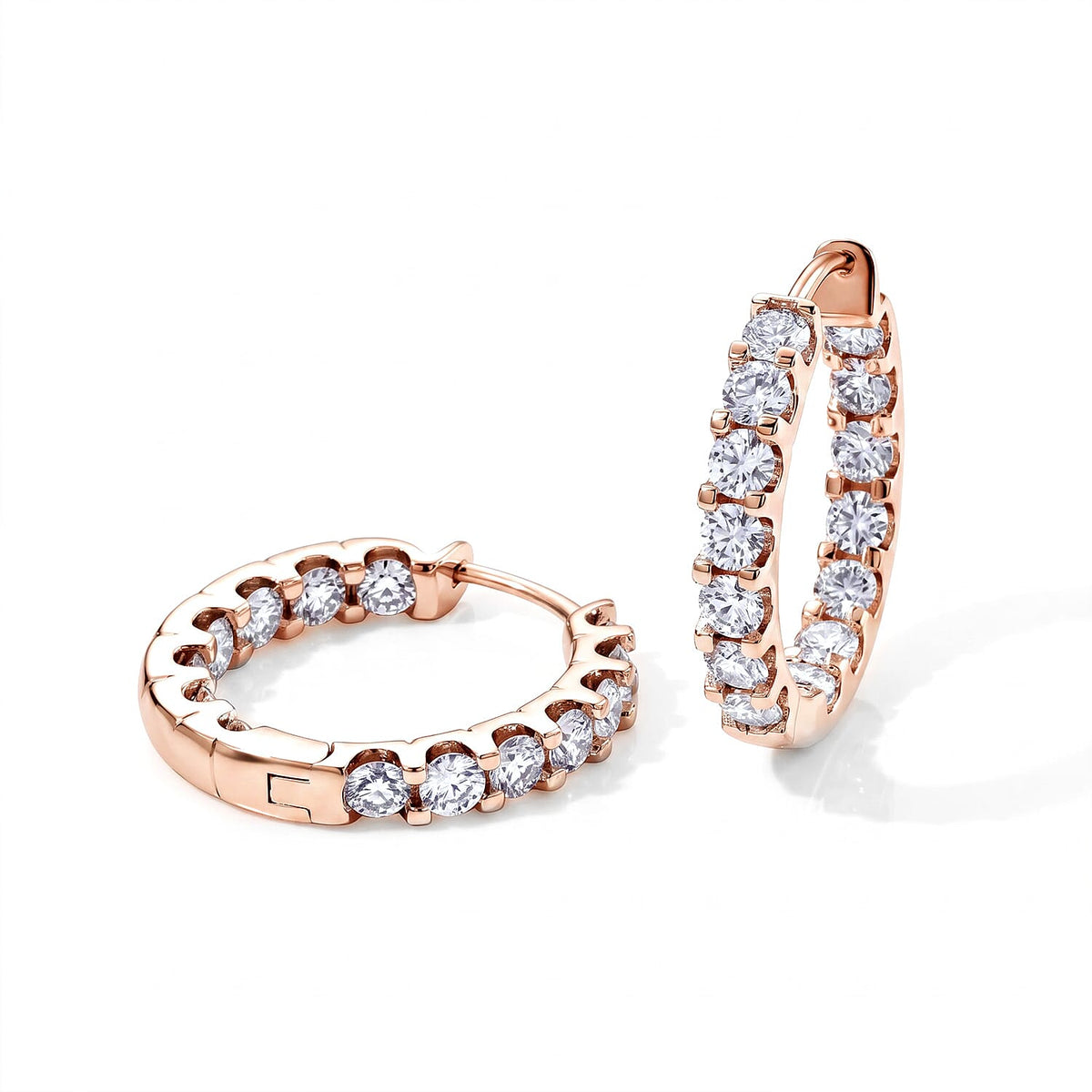 EverTrue Moissanite 2.90 ctw Hoop Earrings in Platinum Bond
