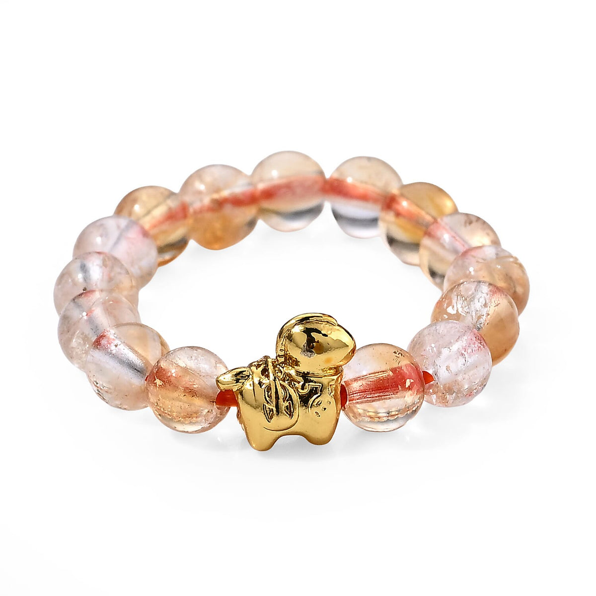 Brazilian Citrine Beaded Ring in Goldtone (Adjustable) 10.00 ctw