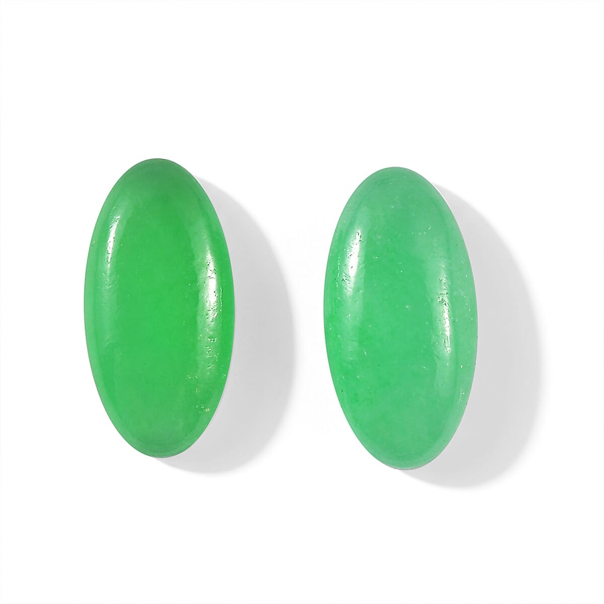 Green Jade Set of 2 (Ovl 8x4 mm) 1.35 ctw