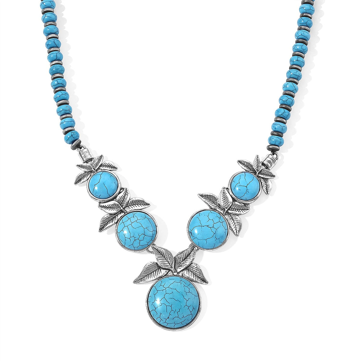 Blue Howlite 150.00 ctw Necklace in Silvertone (20-22 Inches