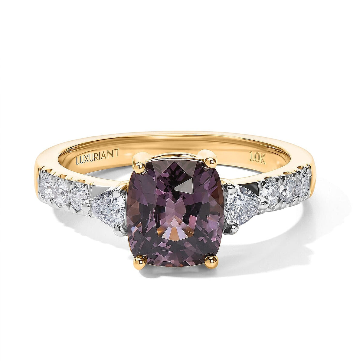 AAA Lavender Spinel and Luxuriant Lab Grown Diamond (SI) 2.85 ctw Ring in 10K Yellow Gold (Size 6.0)