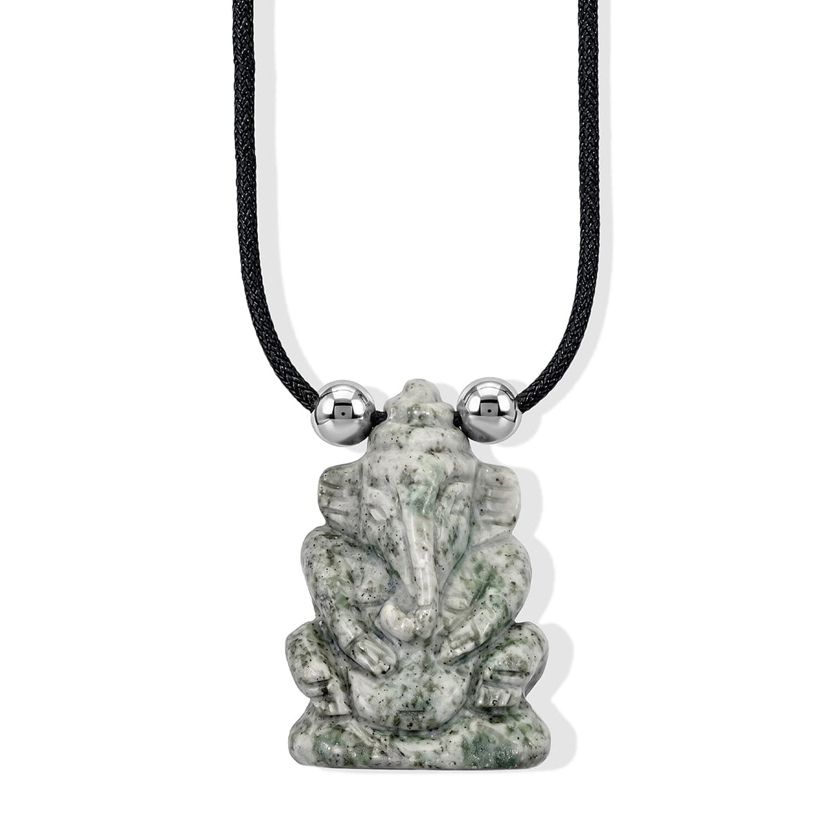 Jade 1.5 Carved Genish Necklace (16-19 Inches) in Silvertone 109.00 ctw