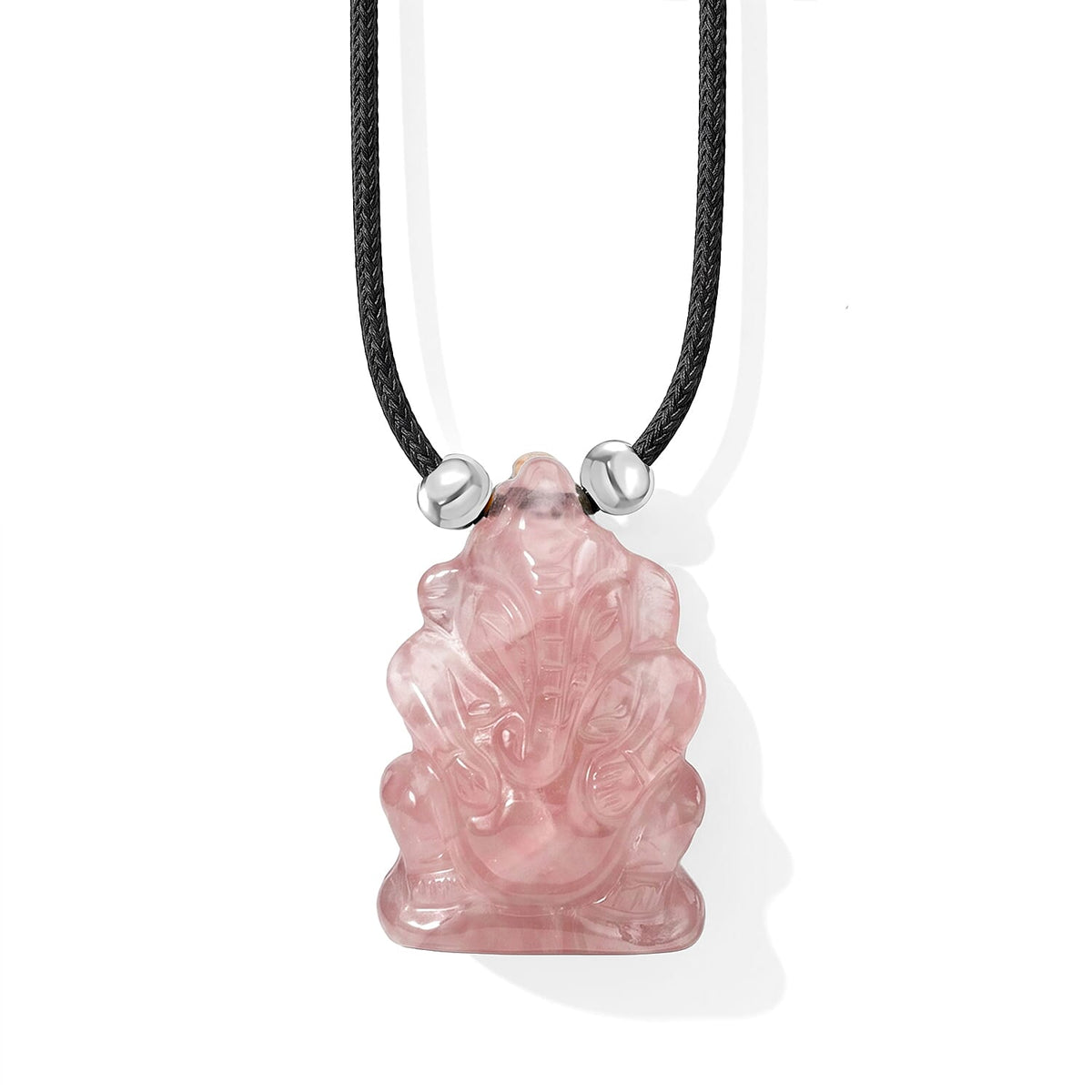 Galilea Rose Quartz 109.00 ctw 1.5 Carved Genish Necklace (16-19 Inches) in Silvertone