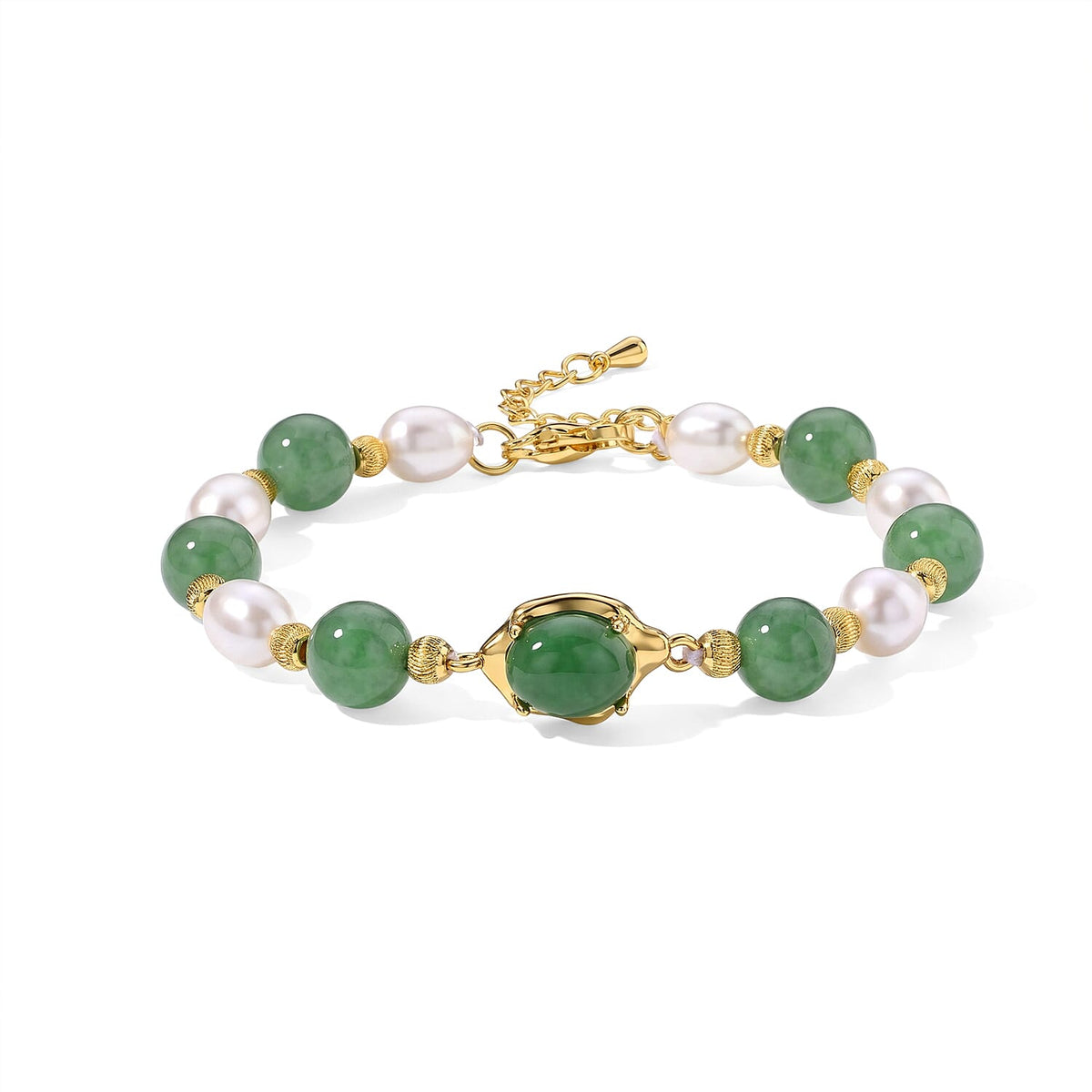 White Freshwater Pearl, African Amethyst 30.00 ctw Beaded Bracelet in Goldtone (7-9In)