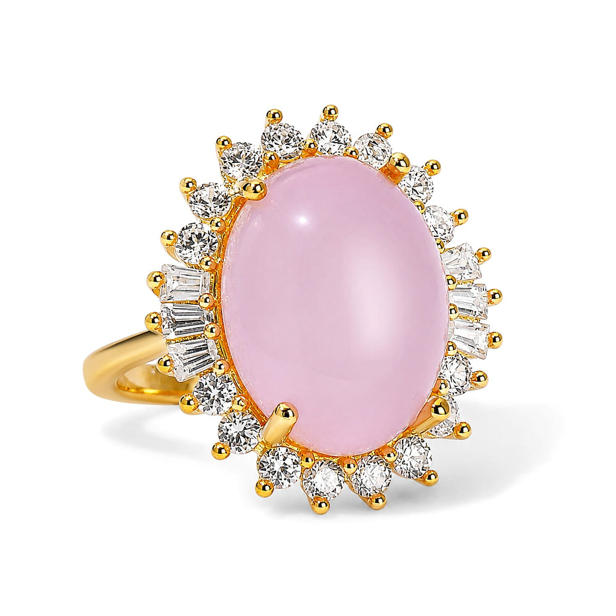 EverTrue Kunzite and White Zircon 12.75 ctw Ring in 18K YG Plated (Size 6.0)
