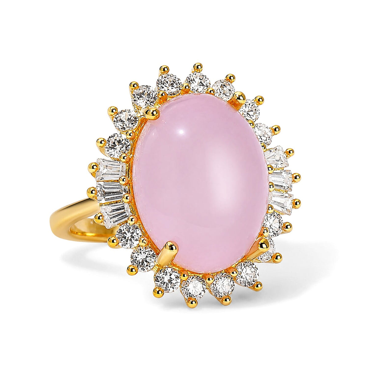 EverTrue Kunzite and White Zircon 12.75 ctw Ring in 18K YG Plated (Size 6.0)