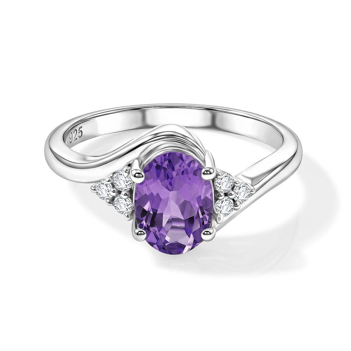 Aquamarine, Simulated Diamond Ring in Sterling Silver (Size 7.0) 1.26 ctw
