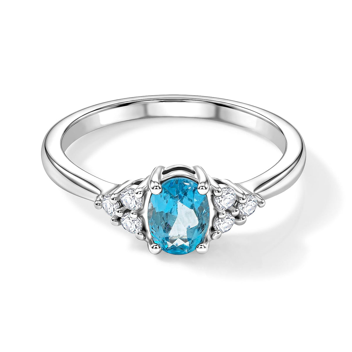 Blue Topaz, Simulated Diamond Ring in Sterling Silver (Size 10.0) 1.26 ctw