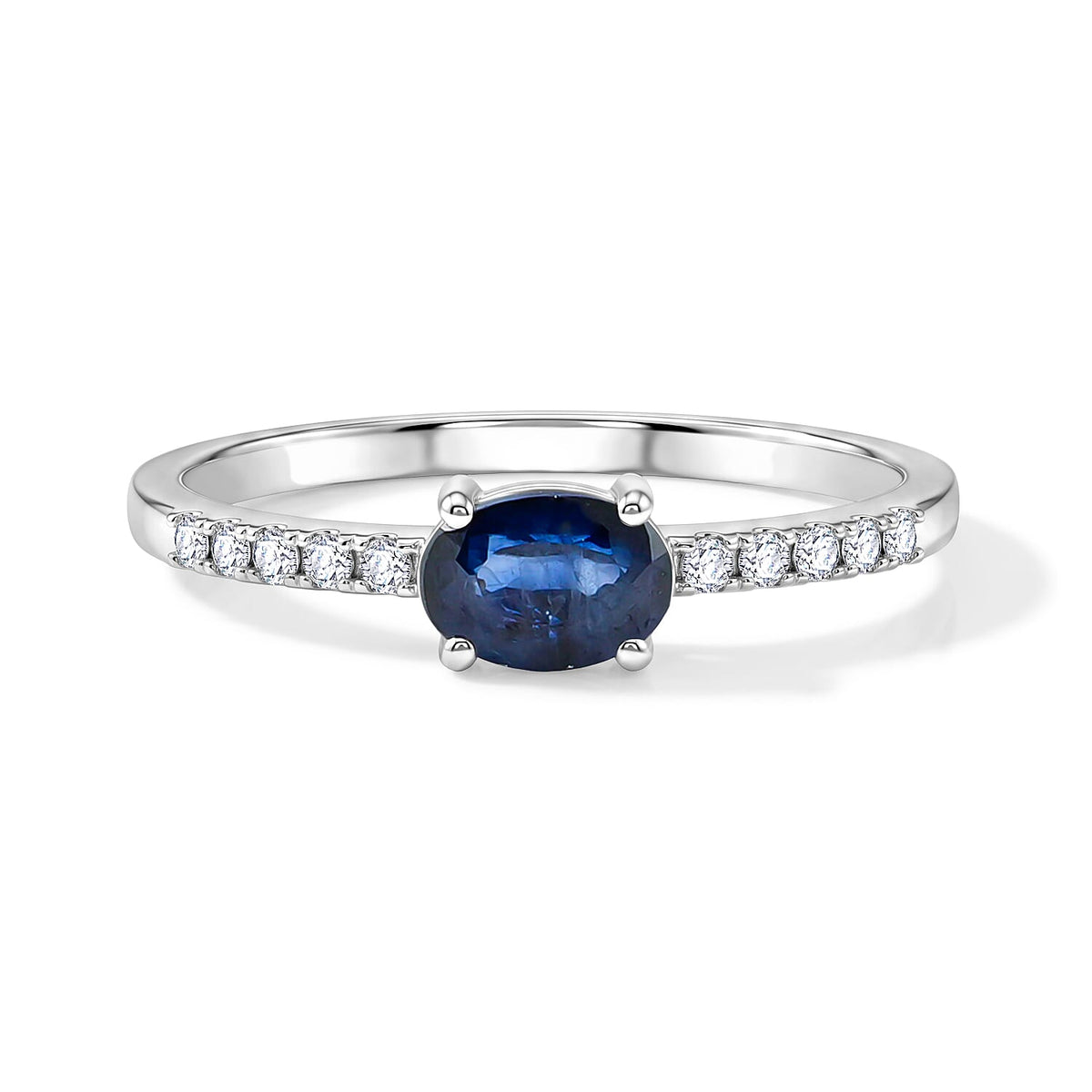 Blue Sapphire, Simulated Diamond Ring in Sterling Silver (Size 7.0) 0.65 ctw