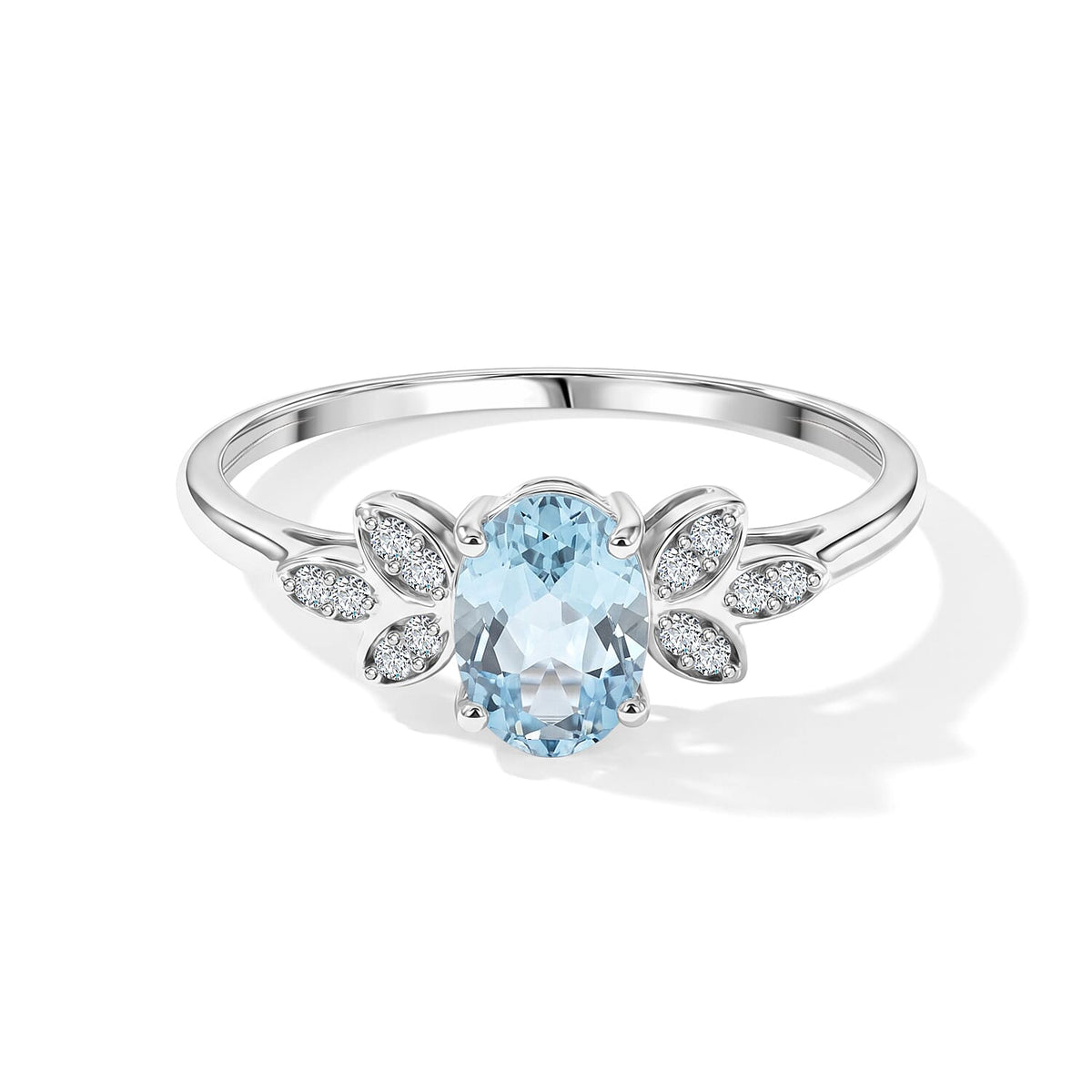 Blue Topaz, Simulated Diamond Ring in Sterling Silver (Size 7.0) 0.96 ctw