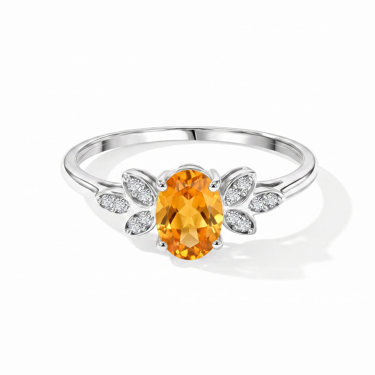 Brazilian Citrine, Simulated Diamond Ring in Sterling Silver (Size 7.0) 0.96 ctw