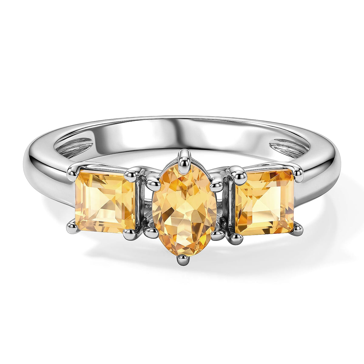 Brazilian Citrine Ring in Sterling Silver (Size 7.0) 1.40 ctw