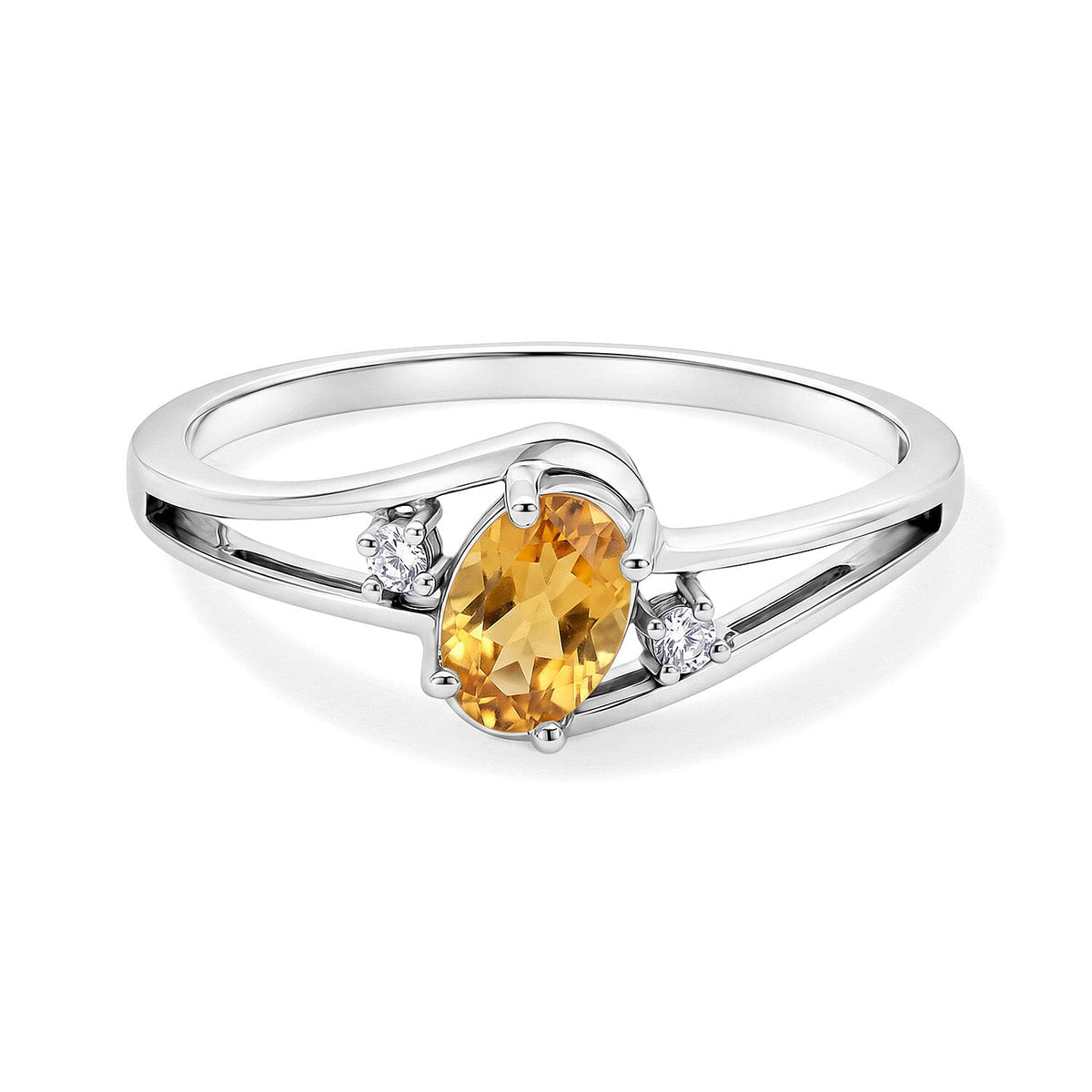 Brazilian Citrine, Simulated Diamond Ring in Sterling Silver (Size 7.0) 0.77 ctw
