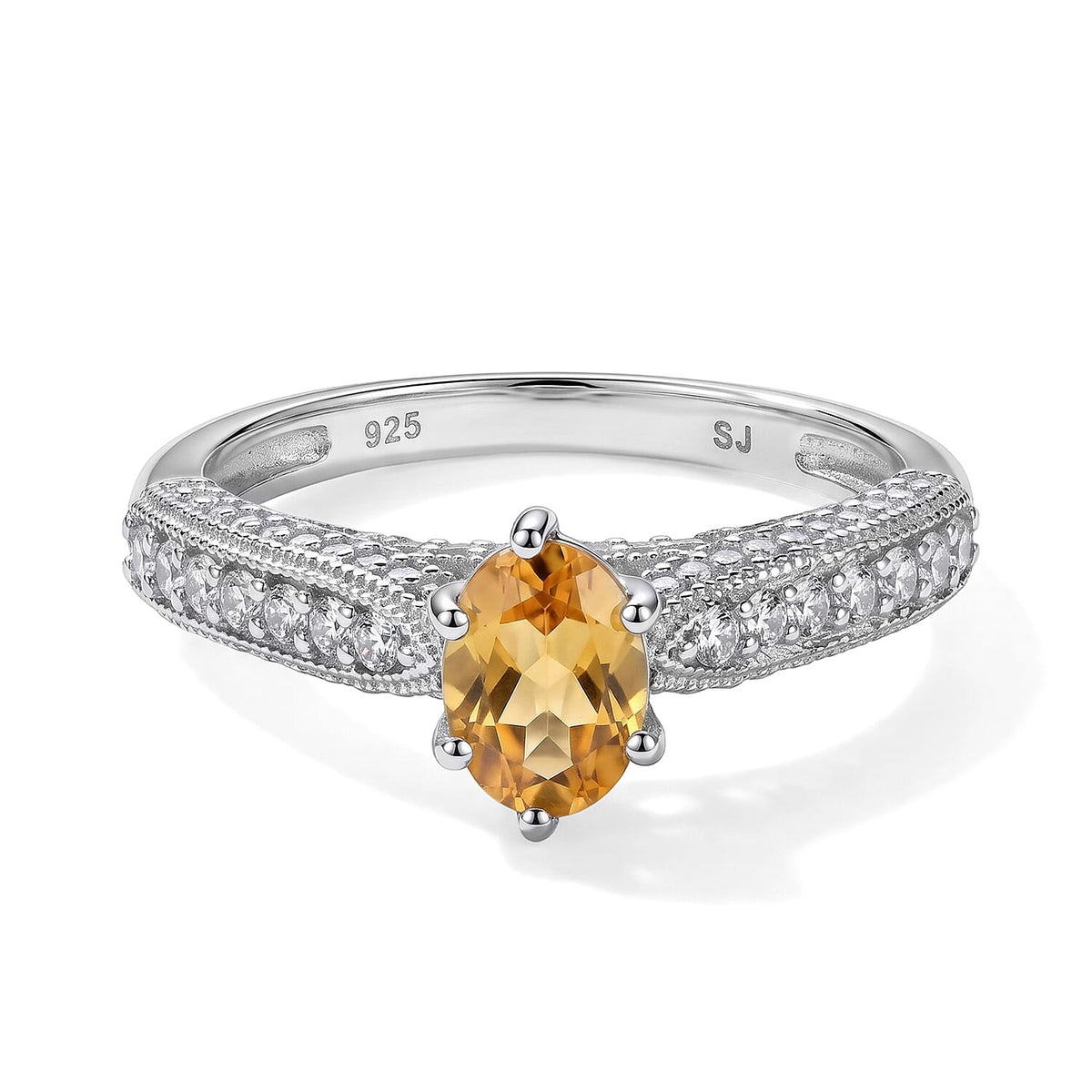 Citrine, Simulated Diamond Ring in Sterling Silver (Size 7.0) 1.32 ctw