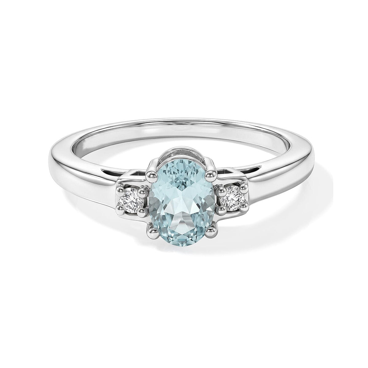 Aquamarine, Simulated Diamond Ring in Sterling Silver (Size 7.0) 0.93 ctw