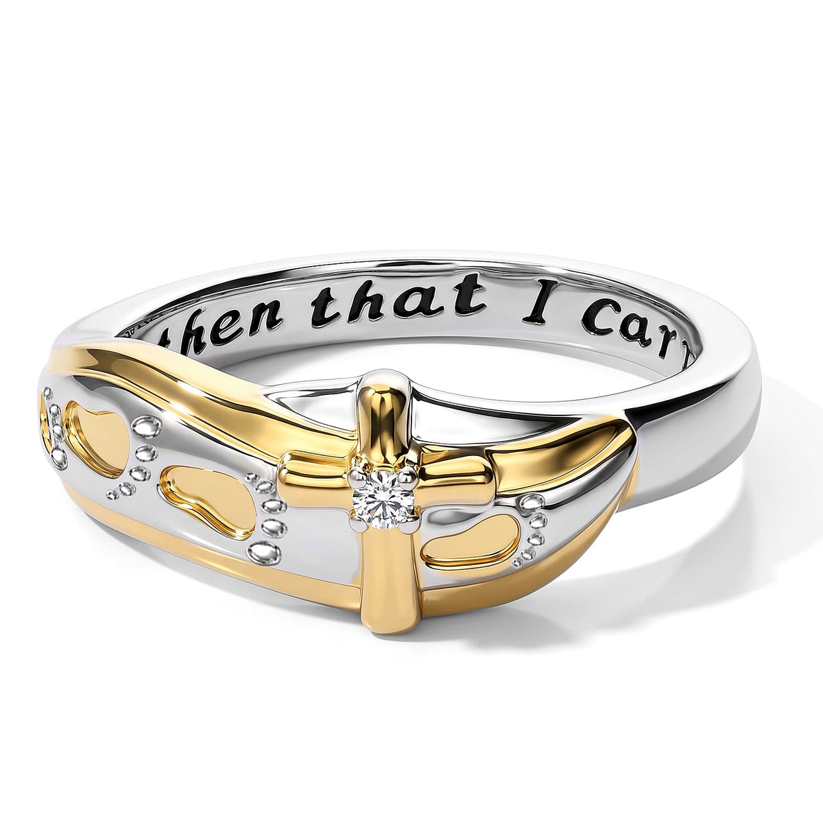 EverTrue Moissanite Fancy Ring in 18K YG Plated and Platinum Bond (Size 7)