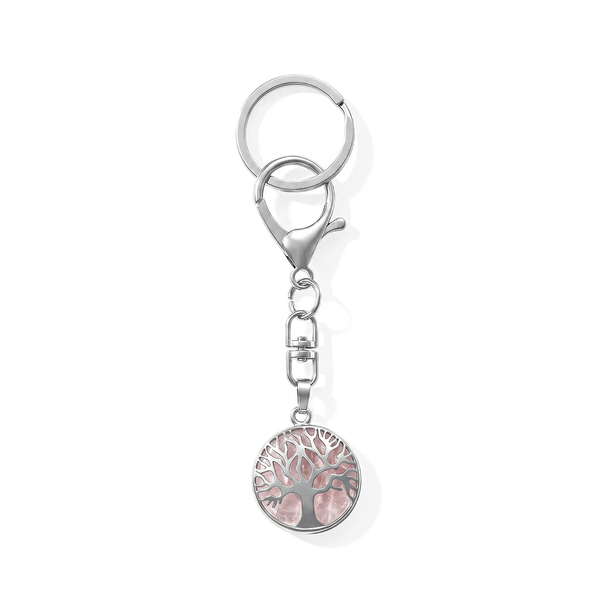 Red Jasper 20.00 ctw Tree of Life Keychain in Silvertone